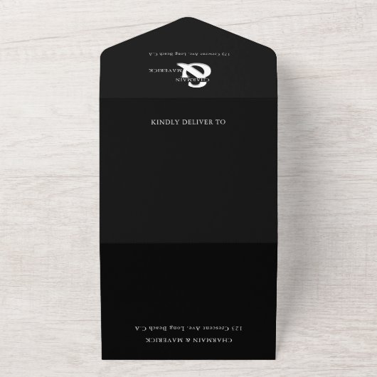 Invitation Tout En Un Mariage de code QR noir et blanc moderne (Dehors)