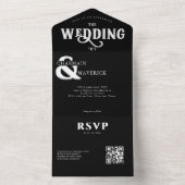 Invitation Tout En Un Mariage de code QR noir et blanc moderne (À l'intérieur)