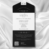 Invitation Tout En Un Mariage de code QR noir moderne