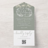 Invitation Tout En Un Mariage de code QR Sage Green (À l'intérieur)