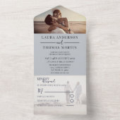 Invitation Tout En Un Mariage de collection photo bleu Dusty moderne (À l'intérieur)