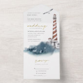 INVITATION TOUT EN UN MARIAGE DE COULEUR D'EAU DE MER ROUGE BLEU (À l'intérieur)