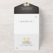 Invitation Tout En Un Mariage de couple de pineapple noir et or moderne (Dehors)