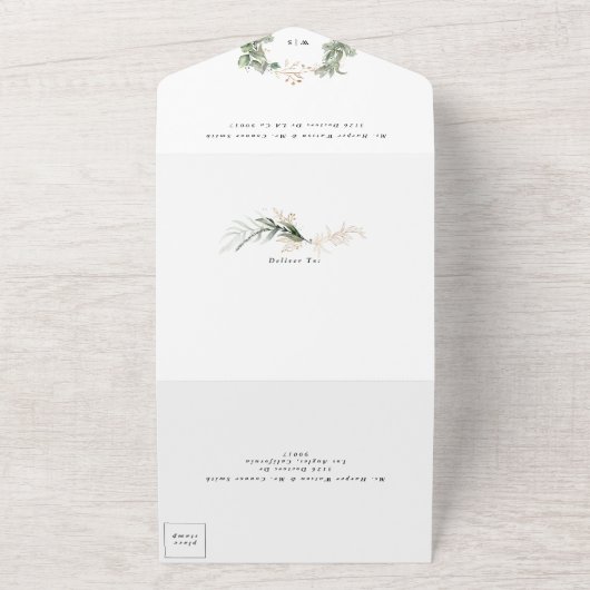 Invitation Tout En Un Mariage de couronne de fleurs de mousse noire (Dehors)