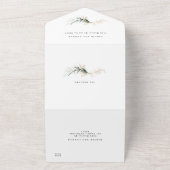 Invitation Tout En Un Mariage de couronnes d'eucalyptus blanc moderne (Dehors)