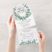 Invitation Tout En Un Mariage de couronnes Eucalyptus Rustique moderne (Déchirure)