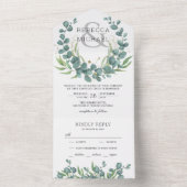 Invitation Tout En Un Mariage de couronnes Eucalyptus Rustique moderne (À l'intérieur)