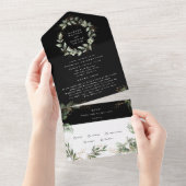 Invitation Tout En Un Mariage de couronnes noir onyx Premium (Déchirure)