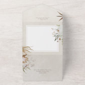 Invitation Tout En Un Mariage de crème à cadre fleuri de Boho séché neut (Dehors)