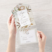Invitation Tout En Un Mariage de crème à cadre fleuri de Boho séché neut (Déchirure)