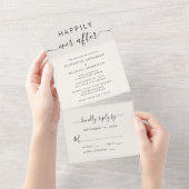 Invitation Tout En Un Mariage de crème de script chic (Déchirure)