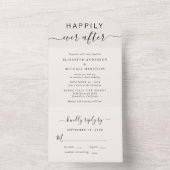 Invitation Tout En Un Mariage de crème de script chic (À l'intérieur)