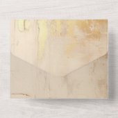 Invitation Tout En Un Mariage de crème dorée romantique (Verso)