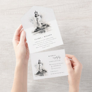 Invitation Tout En Un Mariage de croquis noir et blanc