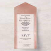 Invitation Tout En Un Mariage de dentelle rose Glam (À l'intérieur)