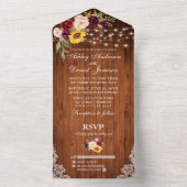 Invitation Tout En Un Mariage de dentelle rustique mélangé (À l'intérieur)