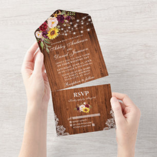 Invitation Tout En Un Mariage de dentelle rustique mélangé