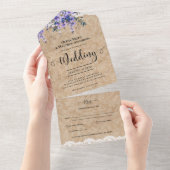 Invitation Tout En Un Mariage de dentelle tout compris Rustic Purple Wis (Déchirure)