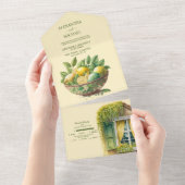 Invitation Tout En Un Mariage de destination Citron agrumes aquarelle (Déchirure)