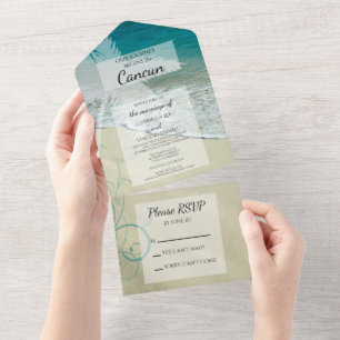 Invitation Tout En Un Mariage de destination de plage tropicale