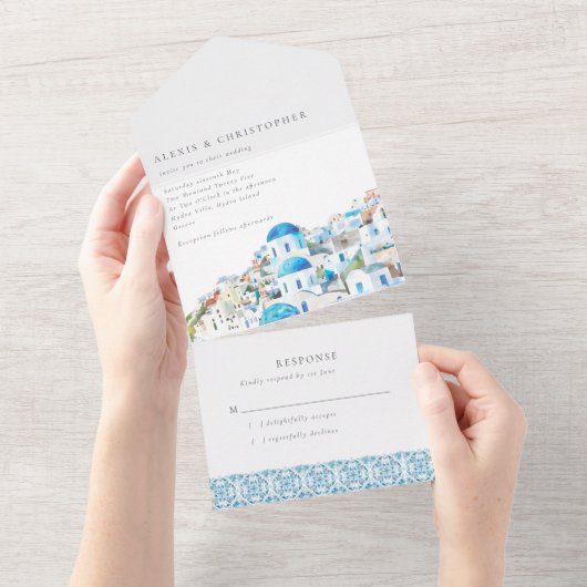 Invitation Tout En Un Mariage de destination méditerranéenne (Déchirure)