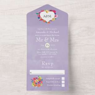 Invitation Tout En Un Mariage de fête mexicaine aux fleurs à l'aquarelle