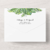Invitation Tout En Un Mariage de feuillage de feuille tropicale (Verso)