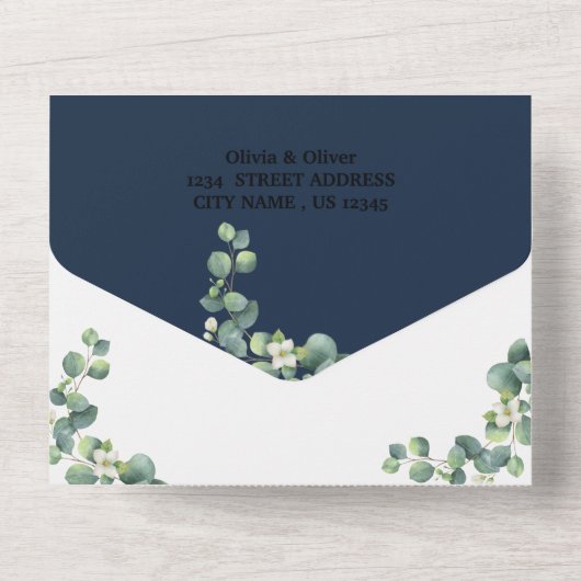 Invitation Tout En Un Mariage de feuillage Eucalyptus rustique (pas de V (Verso)
