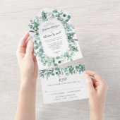 Invitation Tout En Un Mariage de feuillage Feuille Eucalyptus Aquarelle (Déchirure)