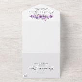 Invitation Tout En Un Mariage de feuillage floral pourpre moderne avec R (Dehors)