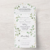 Invitation Tout En Un Mariage de feuillage Gold Confetti Eucalyptus (À l'intérieur)