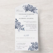 Invitation Tout En Un Mariage de feuillage Rose gris poussiéreux (À l'intérieur)