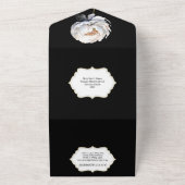 Invitation Tout En Un Mariage de fleur de pivoine noir blanc papillon (Dehors)