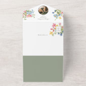 Invitation Tout En Un Mariage de Fleur sauvage vert de Sage Whimsical (Dehors)