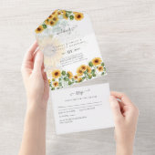 Invitation Tout En Un mariage de fleurs bleu foncé 3in1 (Déchirure)