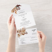 Invitation Tout En Un Mariage de fleurs de automne beige (Déchirure)