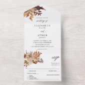 Invitation Tout En Un Mariage de fleurs de automne beige (À l'intérieur)