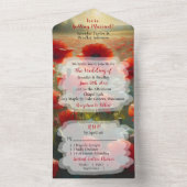 Invitation Tout En Un Mariage de fleurs de Red Poppies (À l'intérieur)