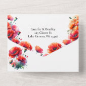 Invitation Tout En Un Mariage de fleurs de Red Poppies (Verso)