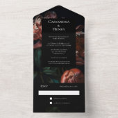 Invitation Tout En Un Mariage de fleurs gothiques noires foncées Moody (À l'intérieur)