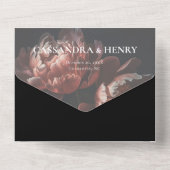 Invitation Tout En Un Mariage de fleurs gothiques noires foncées Moody (Verso)