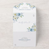 Invitation Tout En Un Mariage de fleurs Rose bleu Dusty (Dehors)