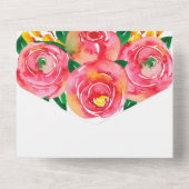 Invitation Tout En Un Mariage de fleurs roses complètes (Verso)