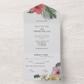 Invitation Tout En Un Mariage de fleurs tropicales (À l'intérieur)