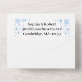 Invitation Tout En Un Mariage de flocon de neige d'hiver (Verso)