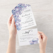 Invitation Tout En Un Mariage De Foliage À Thème Violet Tout En Une Invi (Déchirure)