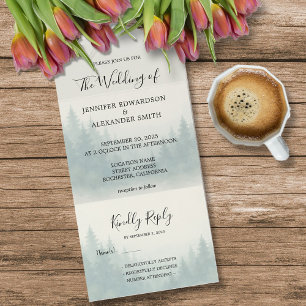 Invitation Tout En Un Mariage de forêt de pins d'aquarelle