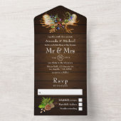 Invitation Tout En Un Mariage de forêt rustique aquarelle (À l'intérieur)