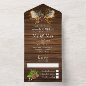 Invitation Tout En Un Mariage de forêt rustique aquarelle (À l'intérieur)