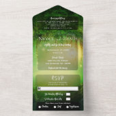 Invitation Tout En Un Mariage de forêt verte enchantée (À l'intérieur)
